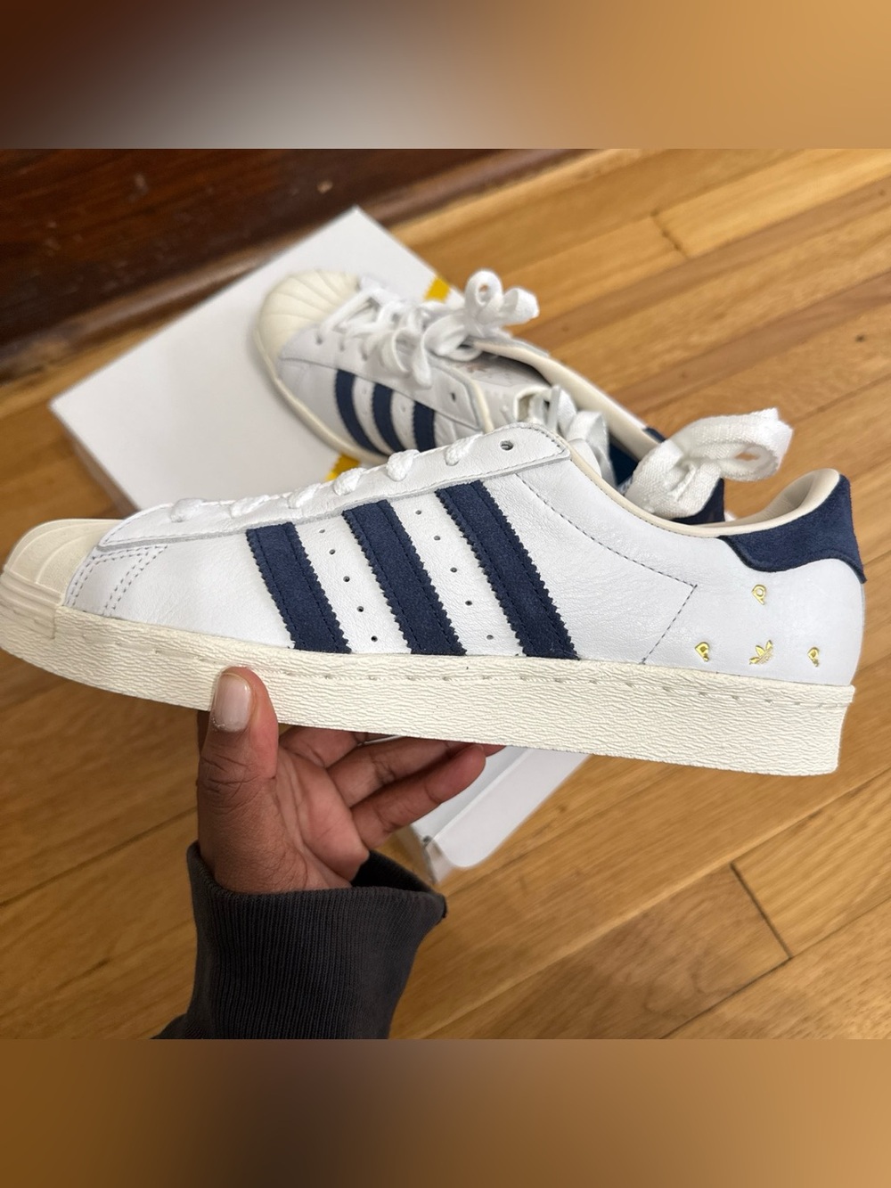 adidas Superstar White and Navy Men’s 8